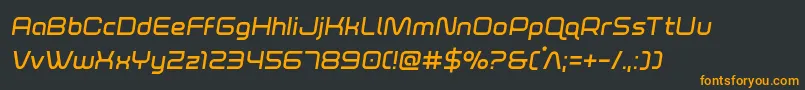 フォントfoxontherunsemiboldsemital – 黒い背景にオレンジの文字