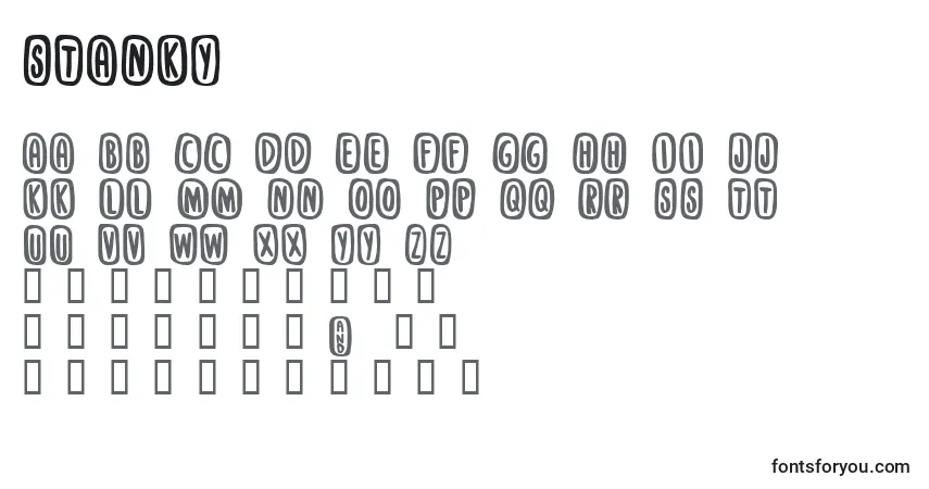 Czcionka Stanky – alfabet, cyfry, specjalne znaki