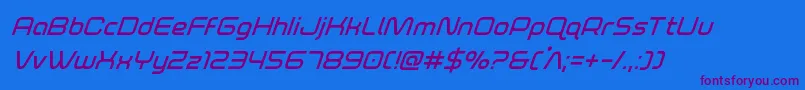 Шрифт foxontherunsemiboldsuperital – фиолетовые шрифты на синем фоне