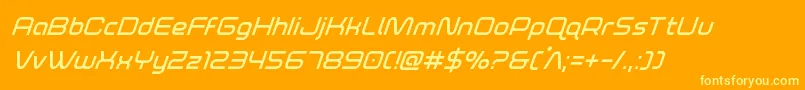 フォントfoxontherunsemiboldsuperital – オレンジの背景に黄色の文字