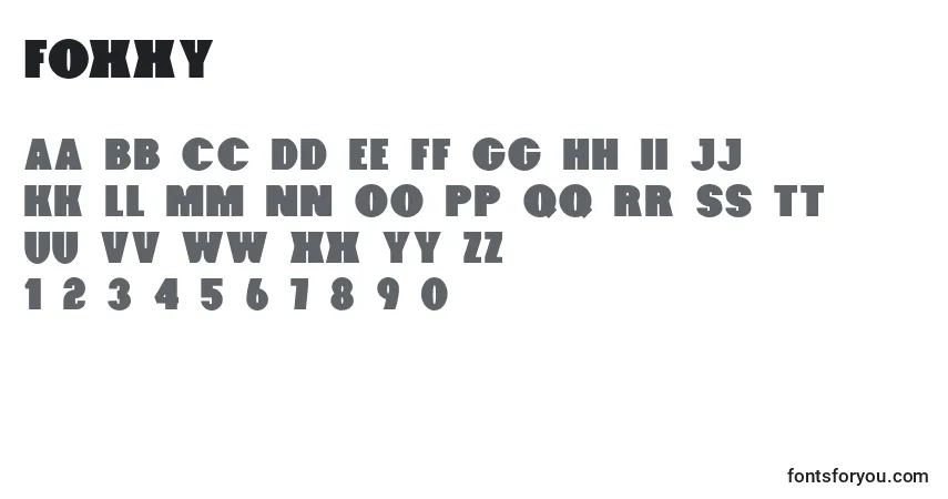 Schriftart Foxxy (127114) – Alphabet, Zahlen, spezielle Symbole