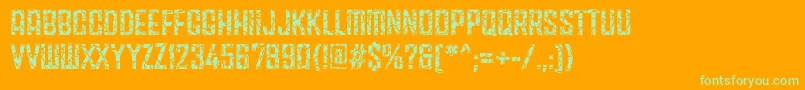 Fracture5758 Regular-Schriftart – Grüne Schriften auf orangefarbenem Hintergrund