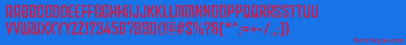 Fracture5758 Regular Font – Red Fonts on Blue Background