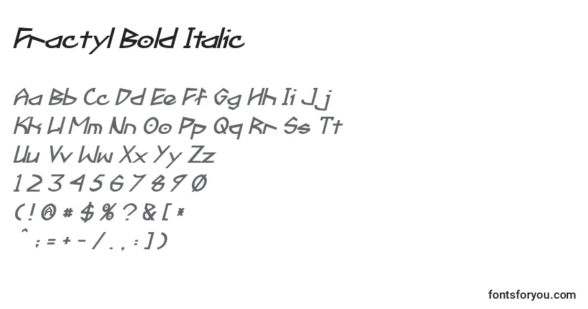 Шрифт Fractyl Bold Italic – алфавит, цифры, специальные символы