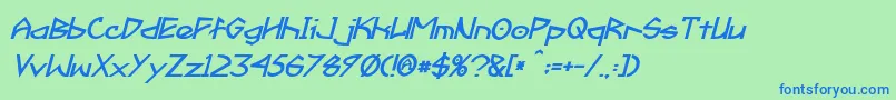Шрифт Fractyl Bold Italic – синие шрифты на зелёном фоне