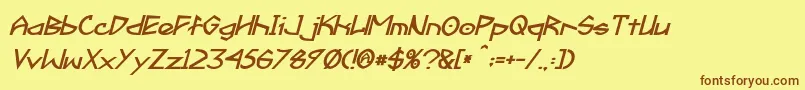 Fonte Fractyl Bold Italic – fontes marrons em um fundo amarelo
