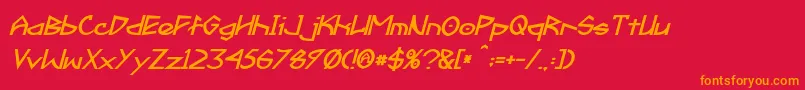 Fractyl Bold Italic Font – Orange Fonts on Red Background