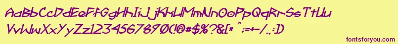Fractyl Bold Italic Font – Purple Fonts on Yellow Background