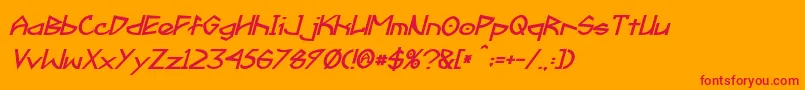 Fractyl Bold Italic-fontti – punaiset fontit oranssilla taustalla
