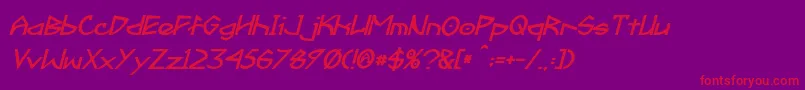 Fractyl Bold Italic-fontti – punaiset fontit violetilla taustalla