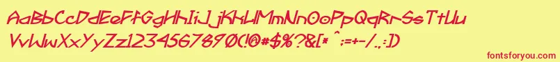 Fractyl Bold Italic Font – Red Fonts on Yellow Background