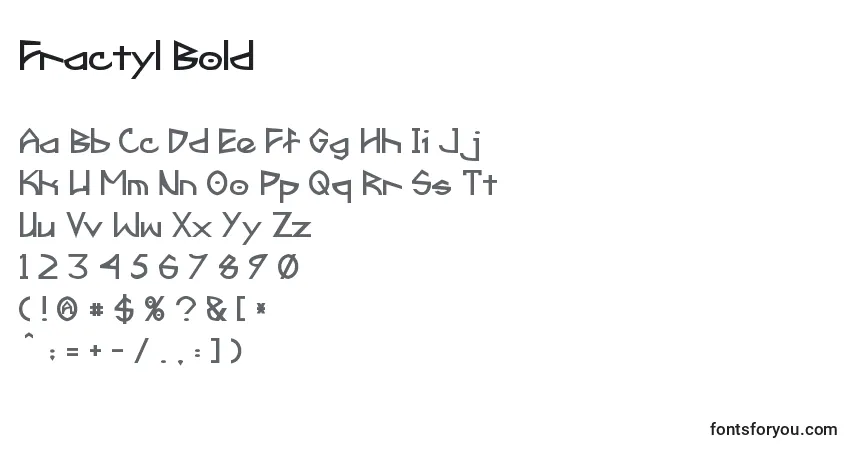 Schriftart Fractyl Bold – Alphabet, Zahlen, spezielle Symbole