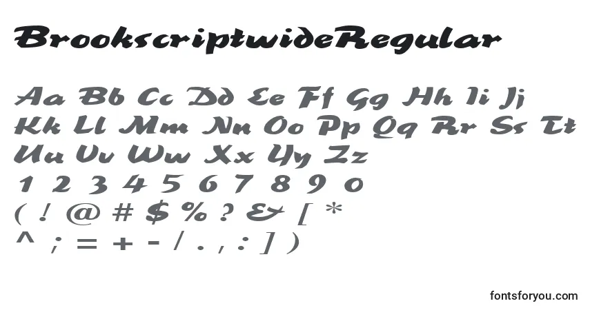 A fonte BrookscriptwideRegular – alfabeto, números, caracteres especiais