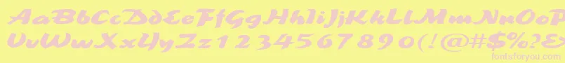 BrookscriptwideRegular Font – Pink Fonts on Yellow Background