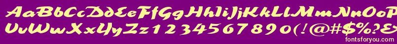 BrookscriptwideRegular Font – Yellow Fonts on Purple Background