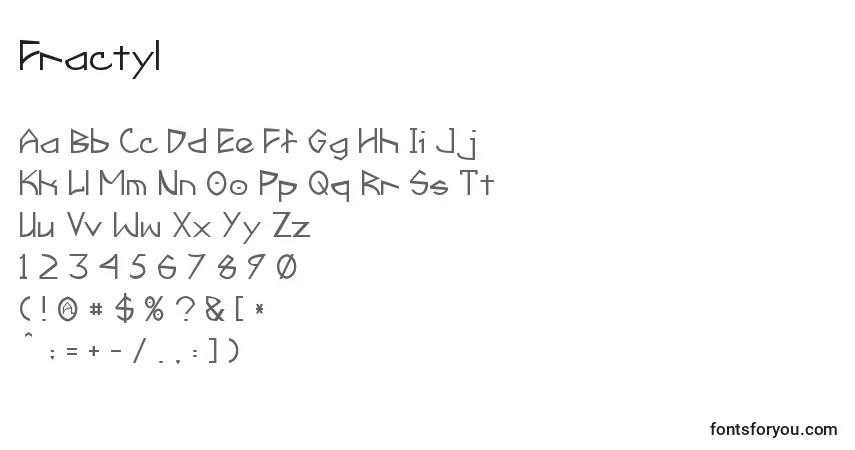 Czcionka Fractyl (127120) – alfabet, cyfry, specjalne znaki