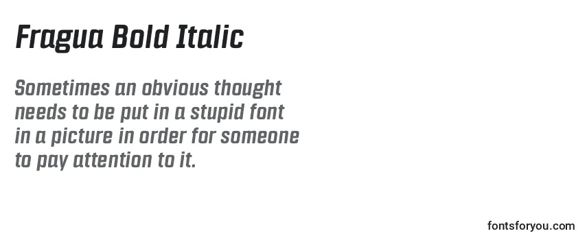 Überblick über die Schriftart Fragua Bold Italic