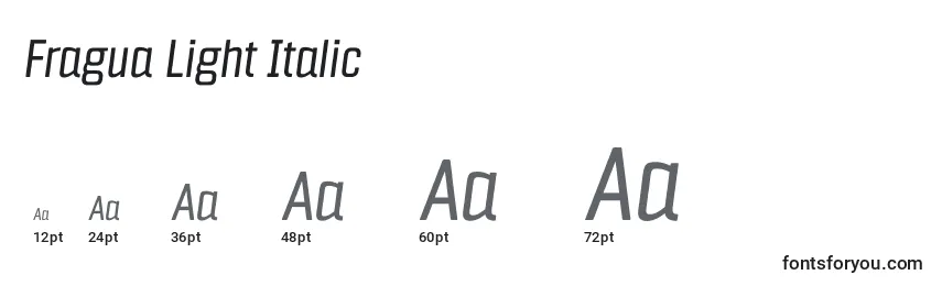 Размеры шрифта Fragua Light Italic
