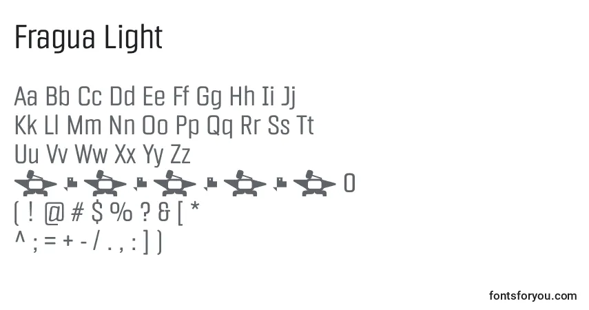 A fonte Fragua Light – alfabeto, números, caracteres especiais
