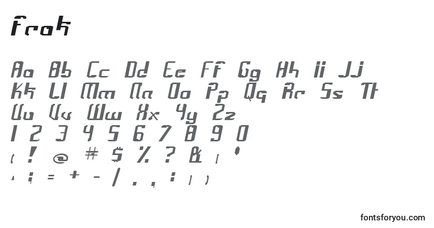 Czcionka Frak (127126) – alfabet, cyfry, specjalne znaki