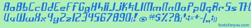 frak-Schriftart – Blaue Schriften auf grünem Hintergrund