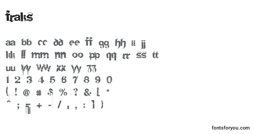A fonte FRAKS    – alfabeto, números, caracteres especiais