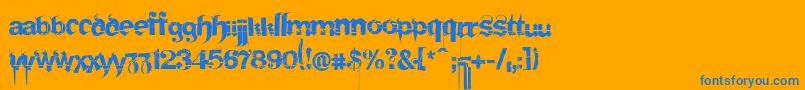 FRAKS   -Schriftart – Blaue Schriften auf orangefarbenem Hintergrund