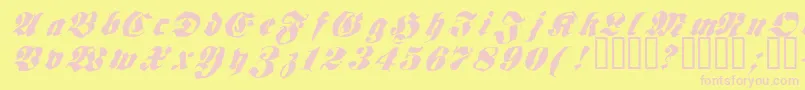 FRAKT   -Schriftart – Rosa Schriften auf gelbem Hintergrund