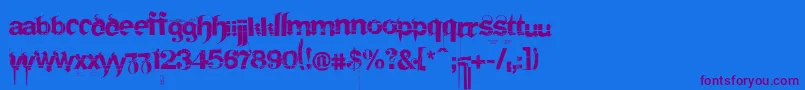 FRAKTURI-Schriftart – Violette Schriften auf blauem Hintergrund