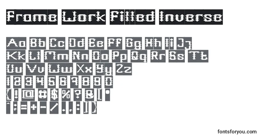 Frame Work Filled Inverse Font – alphabet, numbers, special characters