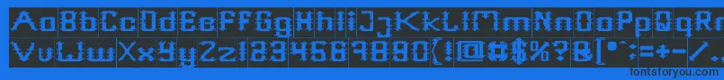 Frame Work Filled Inverse-Schriftart – Schwarze Schriften auf blauem Hintergrund