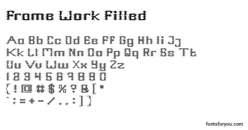 A fonte Frame Work Filled – alfabeto, números, caracteres especiais