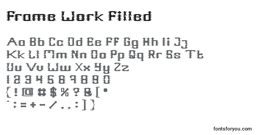 Frame Work Filled Font – alphabet, numbers, special characters