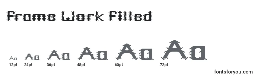 Größen der Schriftart Frame Work Filled