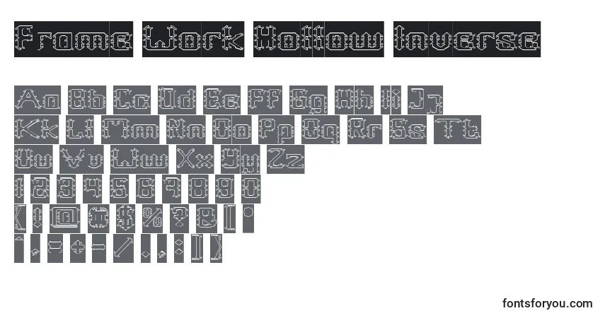 Шрифт Frame Work Hollow Inverse – алфавит, цифры, специальные символы