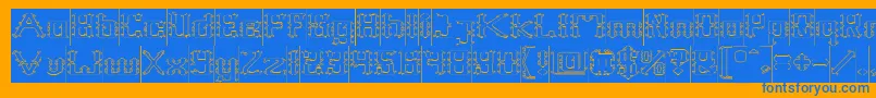 Frame Work Hollow Inverse Font – Blue Fonts on Orange Background