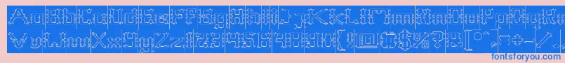Frame Work Hollow Inverse Font – Blue Fonts on Pink Background