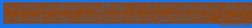 Frame Work Hollow Inverse Font – Brown Fonts on Blue Background
