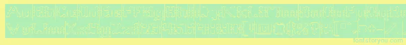 Frame Work Hollow Inverse Font – Green Fonts on Yellow Background