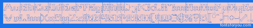Frame Work Hollow Inverse Font – Pink Fonts on Blue Background