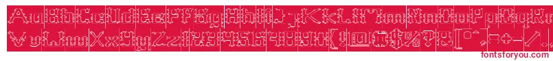 Frame Work Hollow Inverse-Schriftart – Rote Schriften auf weißem Hintergrund