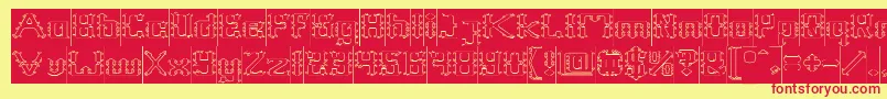 Frame Work Hollow Inverse Font – Red Fonts on Yellow Background