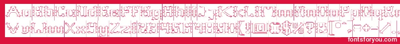 Czcionka Frame Work Hollow Inverse – białe czcionki na czerwonym tle