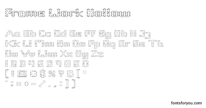 A fonte Frame Work Hollow – alfabeto, números, caracteres especiais