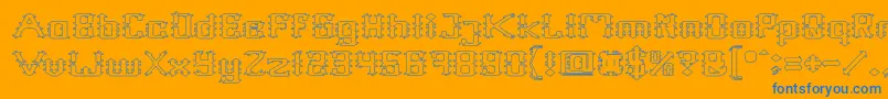 Frame Work Hollow-Schriftart – Blaue Schriften auf orangefarbenem Hintergrund