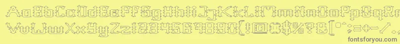 Frame Work Hollow-fontti – harmaat kirjasimet keltaisella taustalla