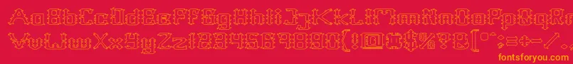 Frame Work Hollow-Schriftart – Orangefarbene Schriften auf rotem Hintergrund