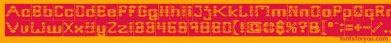 Frame Work Inverse-Schriftart – Rote Schriften auf orangefarbenem Hintergrund
