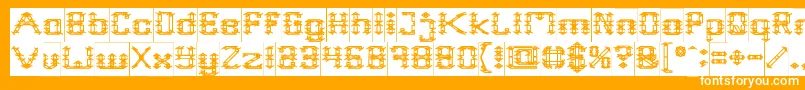 Frame Work Inverse-Schriftart – Weiße Schriften auf orangefarbenem Hintergrund