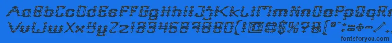 Frame Work Italic-Schriftart – Schwarze Schriften auf blauem Hintergrund